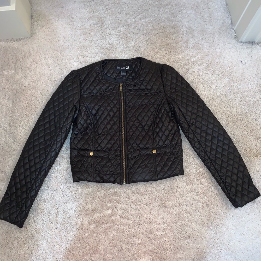 Forever 21 size small bomber jacket black w/ gold